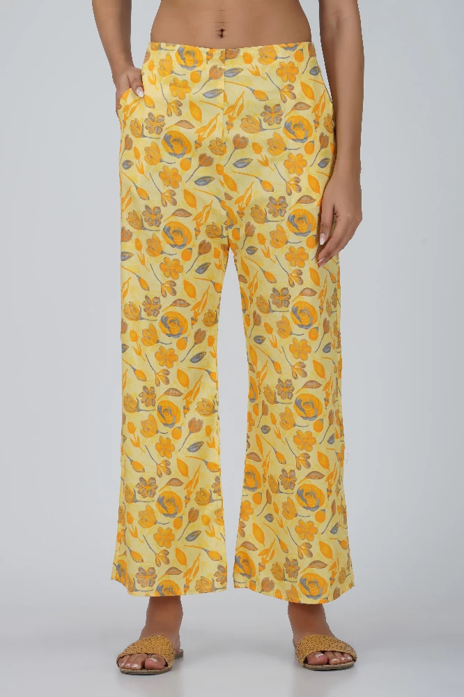 Yellow Floral Printed Cotton Co-ord Set-6.webp